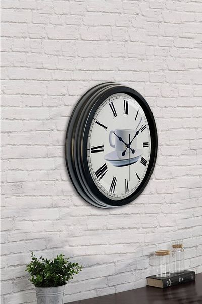 Kasva Concept Gift 40 cm Black Metal Coffee Wall Clock