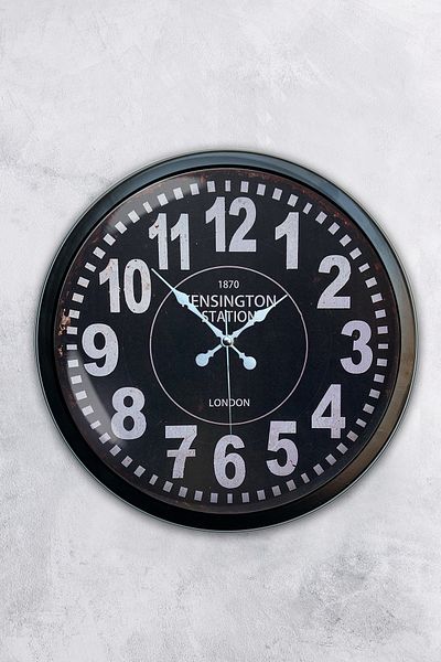 Kasva Concept Cadou 40 Cm Ceas de Perete Kensington Metal Negru