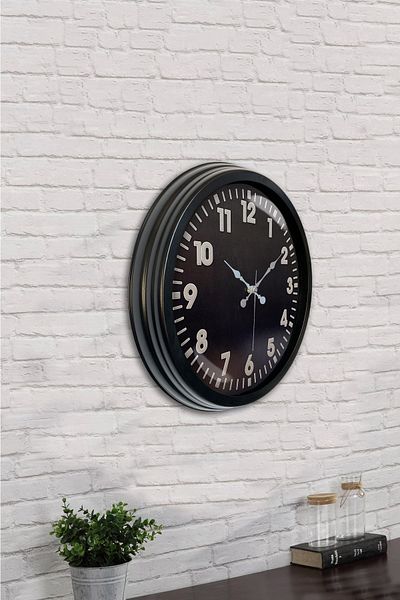 Kasva Concept Δώρο 40 εκ. Μαύρο Μεταλλικό Κλασικό Ρολόι Τοίχου