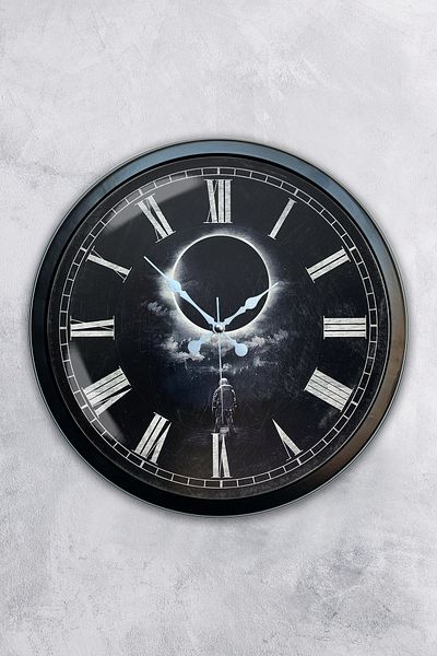 Kasva Concept Gift 40 cm Black Metal Full Moon Wall Clock