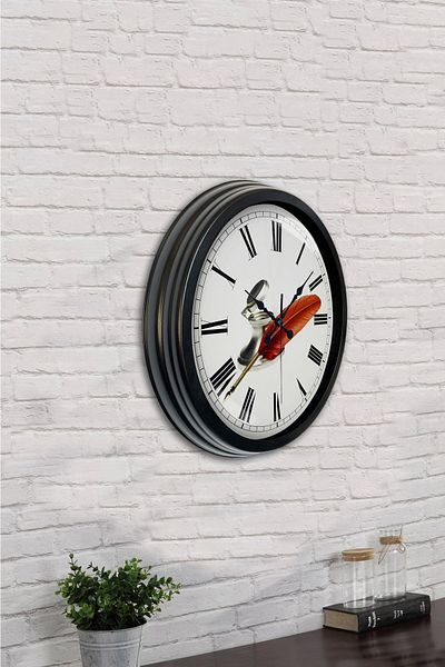 Kasva Concept Gift 40 cm Black Metal Vintage Wall Clock