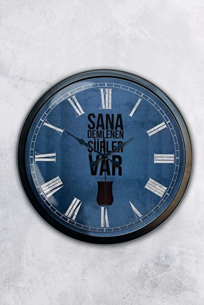 Platin Saat هدية ساعة حائط شاي معدنية سوداء مقاس 40 سم