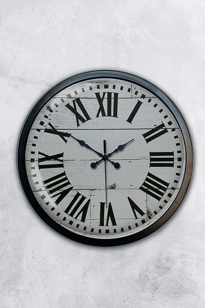 Kasva Concept Ceas de perete roman alb metal negru de 40 cm