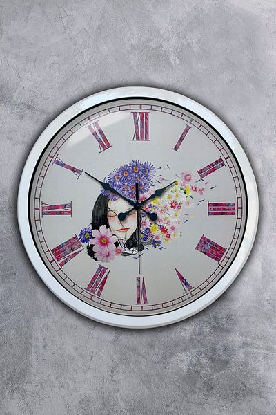 Kasva Concept Gift 40 cm White Metal Beauty Wall Clock