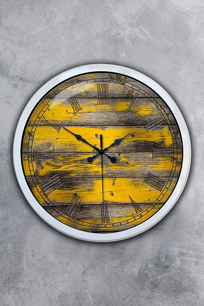 Kasva Concept 40 cm White Metal Natural Wood Wall Clock