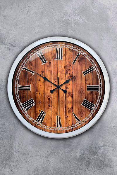 Kasva Concept 40 cm White Metal Wood Look Wall Clock