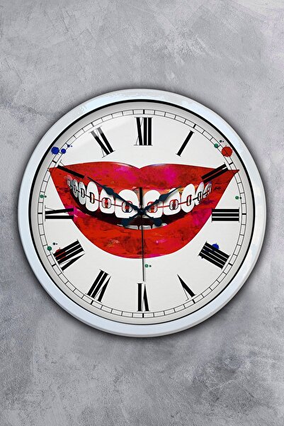 Kasva Concept هدية ساعة حائط بفم معدني أبيض مقاس 40 سم