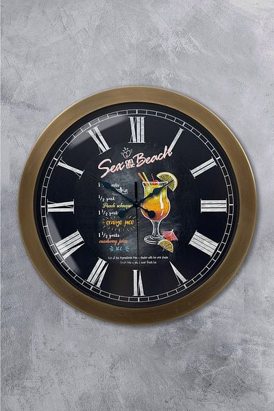 Kasva Concept Gift 36 cm Antique Metal Beverage Wall Clock