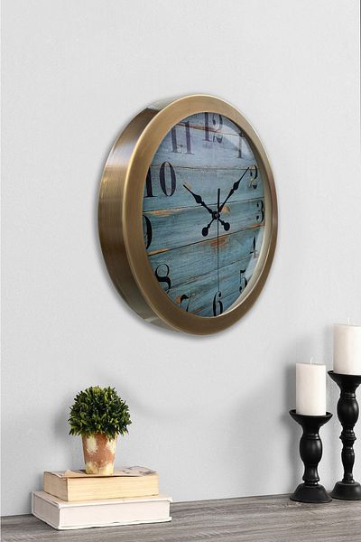 Kasva Concept Gift 36 cm Antique Metal Blue Wall Clock