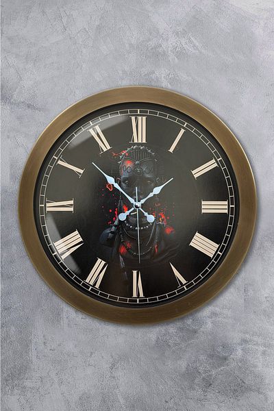 Kasva Concept Ceas de perete pentru fată africană din metal antic de 36 cm