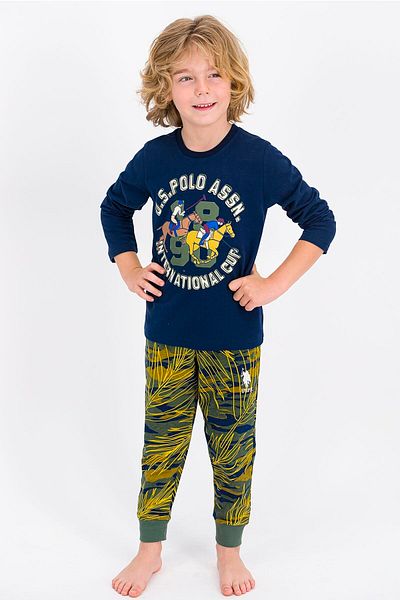 U.S. Polo Assn. Baza. Set de pijamale pentru băieți, cu licență Polo Assn, albastru marin