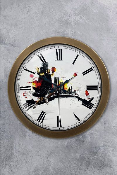 Kasva Concept 36 cm Tumbled Metal Basketball Wall Clock