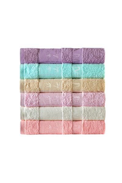 ELY PARKER High Absorbent Bamboo Cotton 6-Piece Towel Set - Soft Hand and Face Towel 50x90