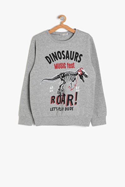 Koton Gray Boy's Text Printed Sweatshirt