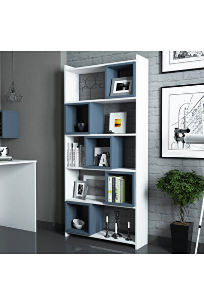 Variant Mobilya Box Kitaplık Beyaz Mavi