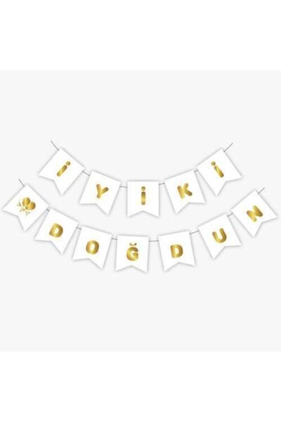 Happyland Happy Birthday Text White Gold
