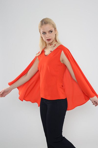 Hanna's by Hanna Darsa Women's Red Cloak Detailed Tank Top