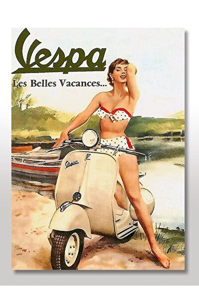 Cakatablo 25cmX35cm Tablou din lemn Banner Vespa