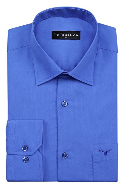 Coton Uzun Kol Gomlek - Mavi - 3W1Y0221D352