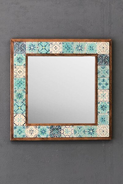 Oscar Stone Decor Masif Çerçeveli Mozaik Taş Ayna 43 Cm X 43 Cm (morocco-etni...
