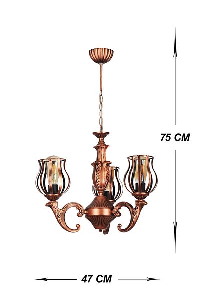 VENON Lighting Deep 3-Plus Glass Black Copper Patina Chandelier