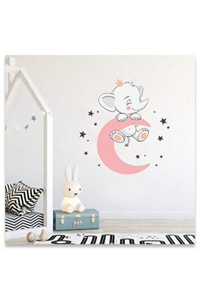 Sticker Sepetim Slatka beba slona koja se ljulja na zidnoj nalepnici za dečij...