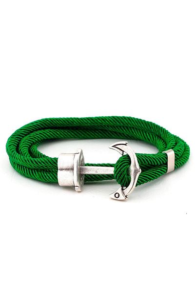 Solfera Men's Green Color Wrap Large Anchor Sailor Bracelet Bt474