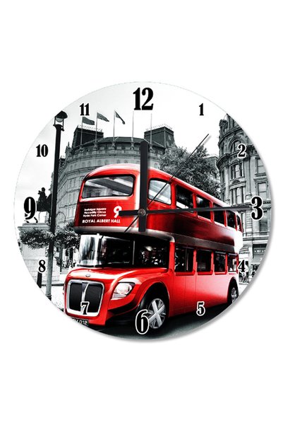 Cakatablo 30 cm Diameter Uk Bus Analog Wall Clock