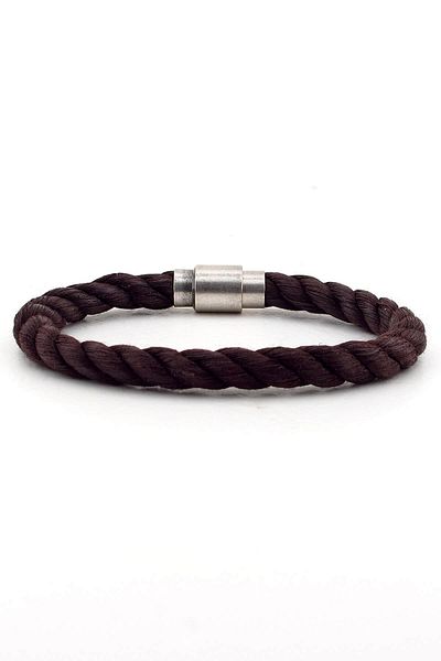 Solfera Men's Brown Rope Metal Magnetic Clip Bracelet BT342