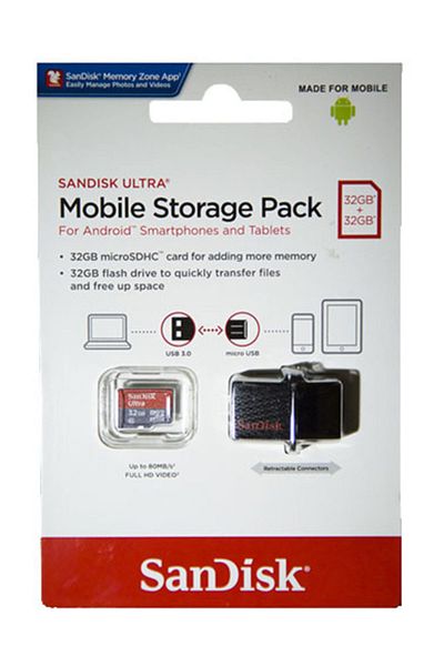 SanDisk 32GB Dual USB 3.0 OTG Memory + Sandisk Ultra 32GB Micro SD Card