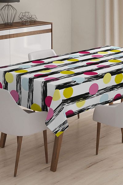 Realhomes Geometric Patterned Digital Printed 3D Tablecloth - 120 x 140 cm