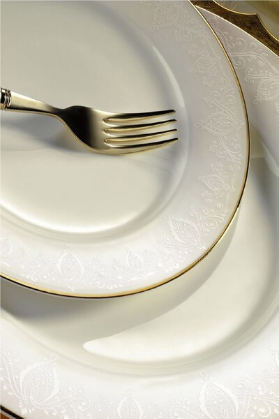 Kütahya Porselen Bone Kalipso 62 Parça 927914 Desenli Yemek Takımı BNKL62YT43...