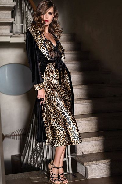 AYYILDIZ 3610 Black Velvet Dressing Gown