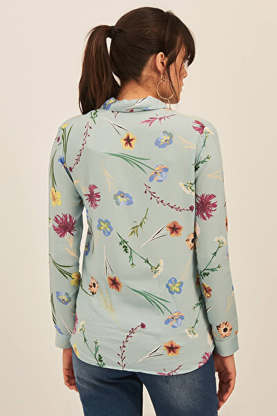 Olalook Női kék virágos viszkóz ing OLA-G10607