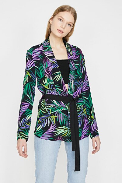 Koton Dámská černá vzorovaná bunda 8YAK52609UW