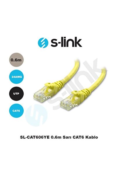 S-LINK S-Link SL-CAT606YE CAT6 60cm Sarı Kablo