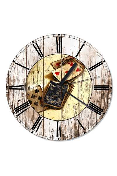 Cakatablo 30 cm Diameter Worn Playing Cards Silent Wall Clock
