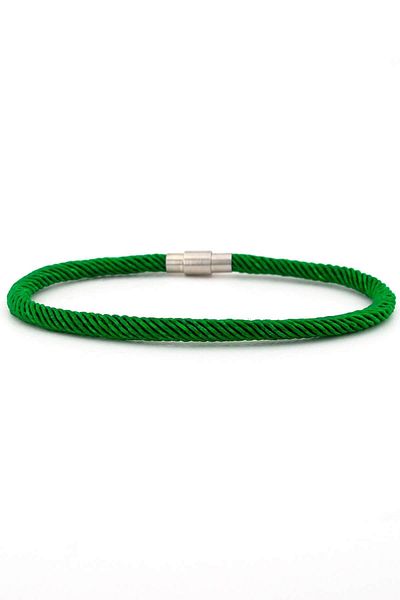 Solfera Men's Green Braided Rope Metal Magnetic Clip Bracelet BT459
