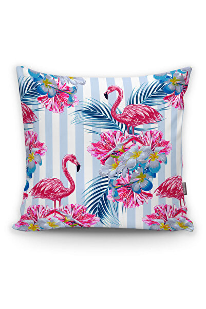 Realhomes غطاء وسادة مزخرف بتصميم فلامينجو مخطط