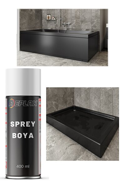 REPLAX Duşakabin Jakuzi Küvet Siyah Sprey Boya Suya Dayanıklı 400 Ml.
