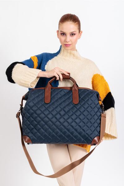 Case Club Lacivert Kadın Seyahat Çantası Su Geçirmez Saten Kumaş