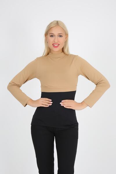ModaCanel Crop Cream Lycra Μπλούζα Crop Μπλούζα Κρέμα