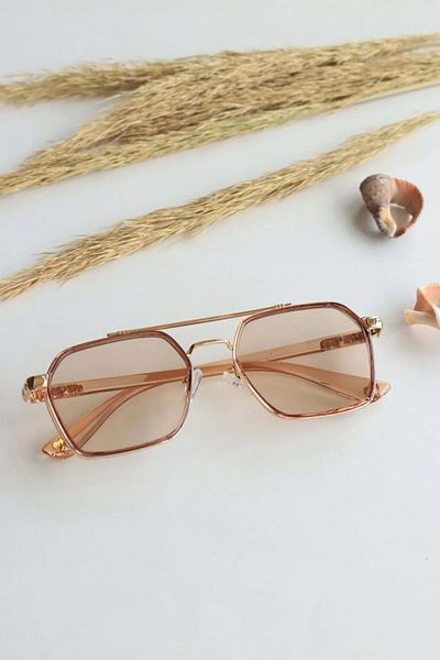 LOOKUP Sunglasses Rectangle Framed Brown Honey Honey Vintage Women's Sunglasses