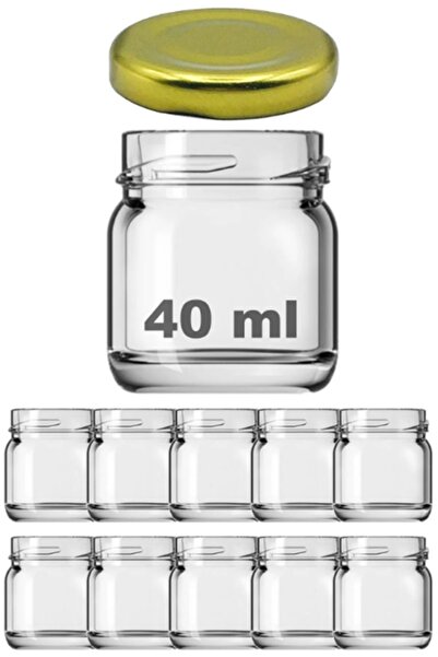 Milea 10 Adet Paşabahçe 40 Cc Şeffaf Mini Kavanoz Metal Gold Kapaklı