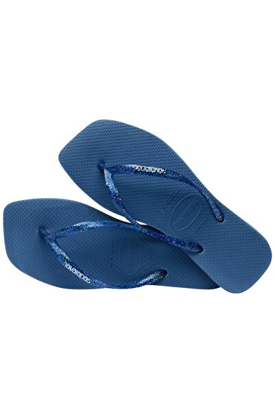 Havaianas Hav. Flip-flops de damă cu logo pătrat metalic confortabil albastru