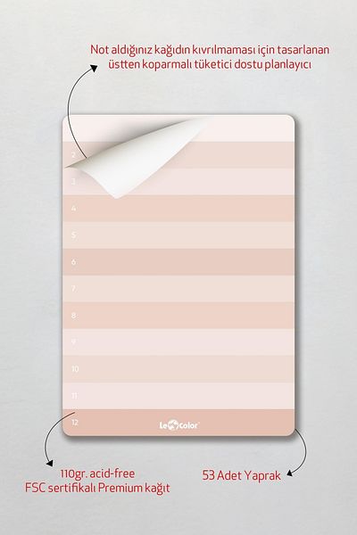 Le Color Numbered Planner Block Natural