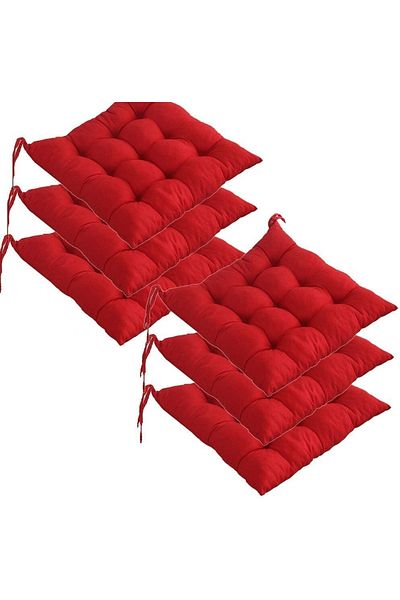 puffiber Special Button Stitched, Fluffy Square Chair Cushion, with laces, 6 Pcs.