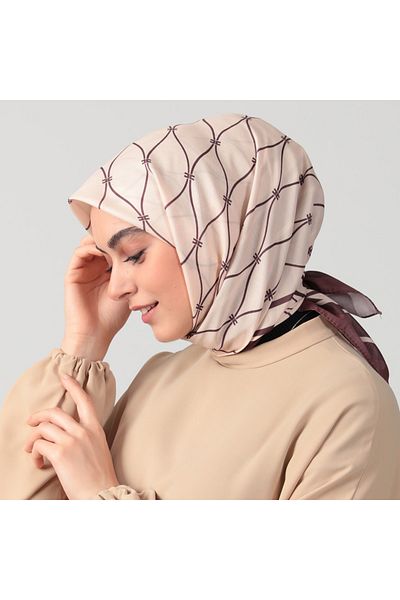ipekistanbul Eșarfă din mătase din bumbac - model ondulat - latte