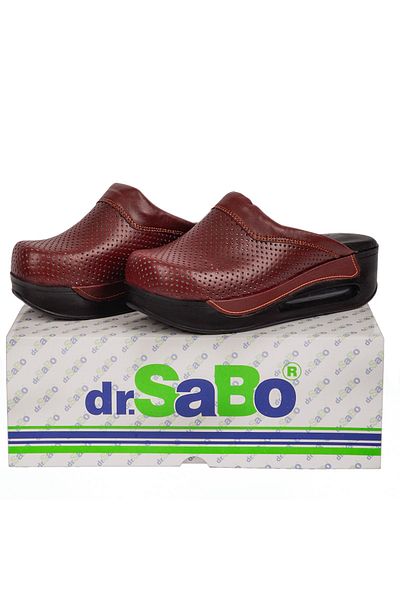DR SABO Papuci Sabo Femei Ortopedici Handmade Piele Rosie Claret