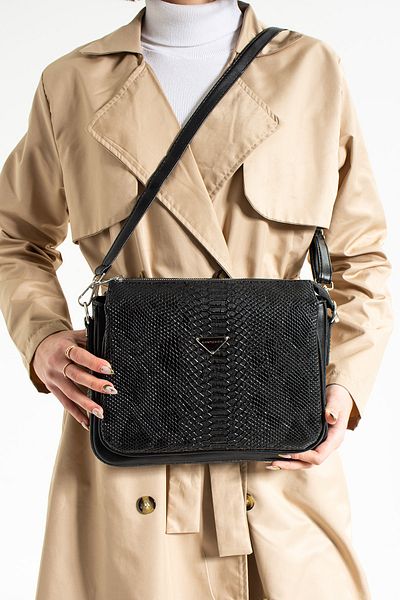 By Hakan Sn 1353 Women's Shoulder Bag Handbag Handbag Crocodile-black